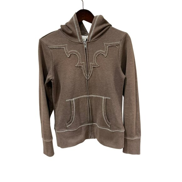 Ariat Hand-Crafted Mercantile Cowboy Graphic Brown Zip-Up Hoodie M Cotton/Polyes - Picture 5 of 6